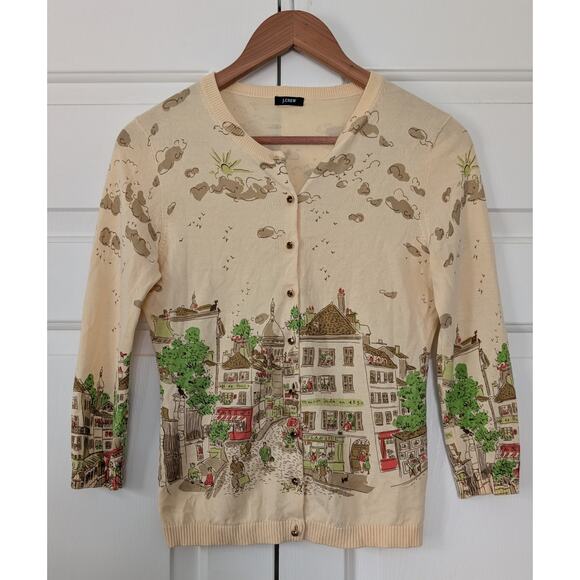 J. Crew France Vintage Novelty Lightweight Cardigan Sweater - Picture 1 of 8